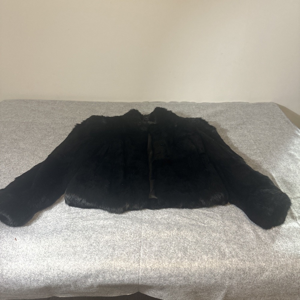 Vintage Bermans Rabbit Fur Jacket Women's Small Style 3705 Black Luxe Money